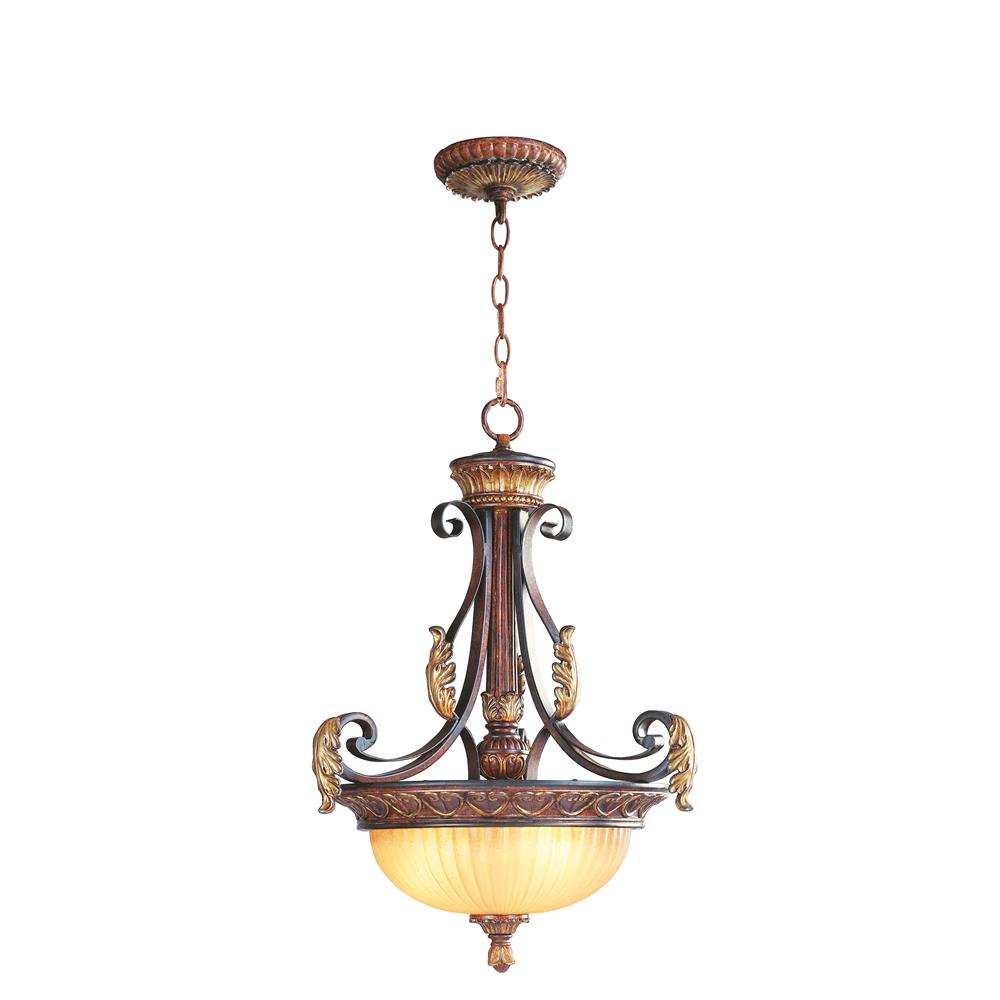 Livex Lighting 8567-63 Villa Verona Inverted Pendant in Verona Bronze with Aged Gold Leaf Accents 